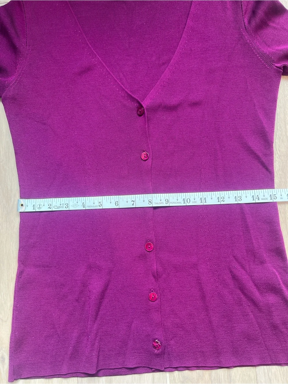 VTG Dana Buchman Purple V-Neck Silk Knit Cardigan Size S Feminine Dainty